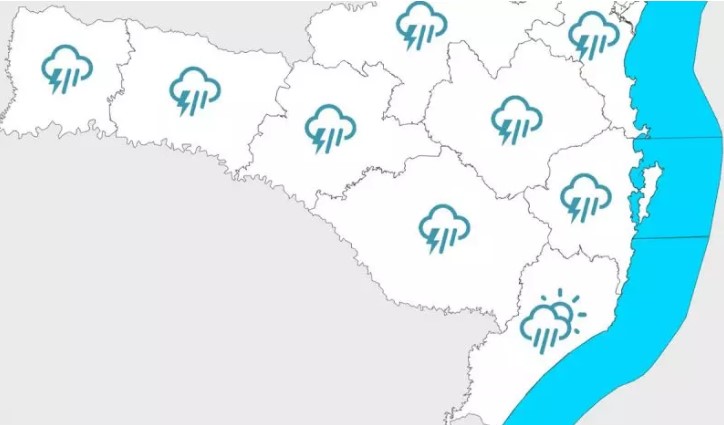 Santa Catarina entra em alerta laranja para temporais severos, ventos fortes e queda de granizo